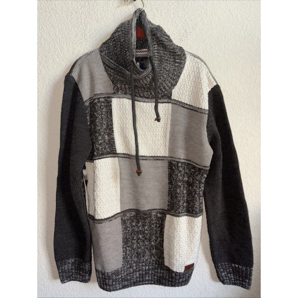 Wam Denim Italy Cable Knit Chunky Sweater Cross Neck Patchwork Elbow Patch XL